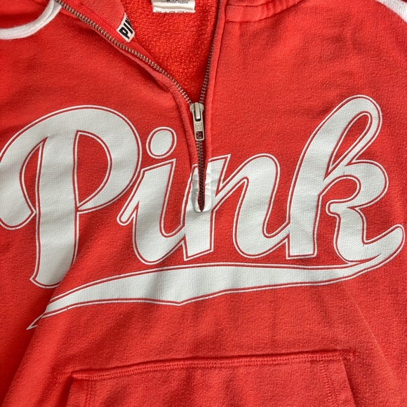 PINK Victoria’s Secret orange medium 3/4 zip hoodie sweatshirt - Picture 2 of 5